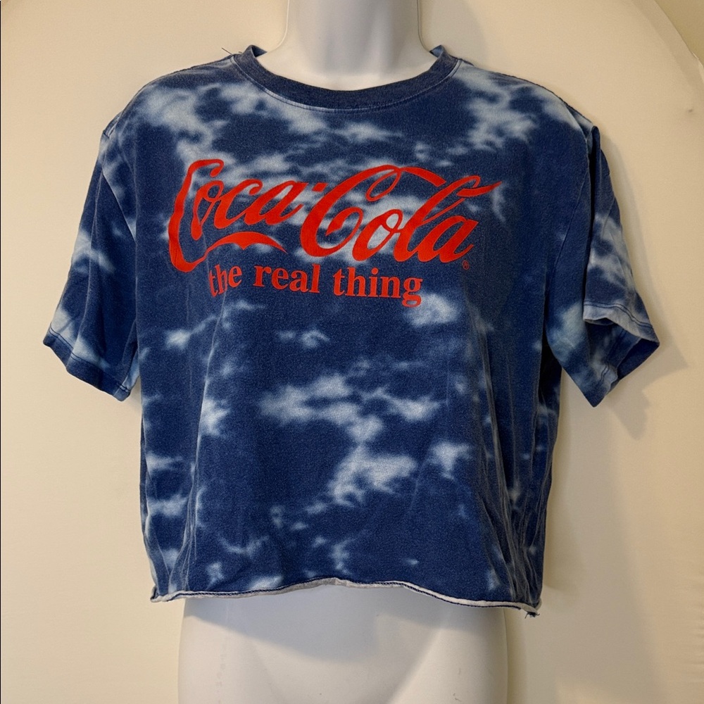 Coca-Cola Blue and White Tie-Dye crop tee